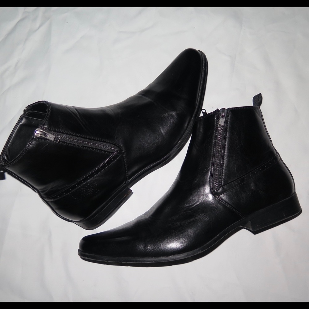 Men’s ASOS black patented leather small heel boot